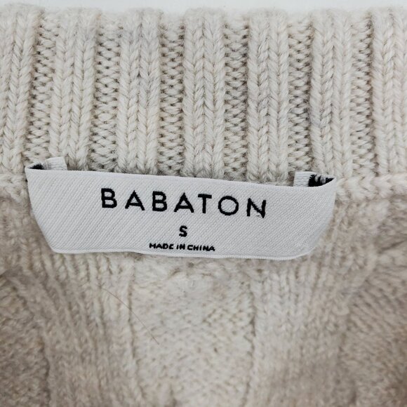 Babaton Aritzia 100% Merino Wool Cropped Cable Knit Womens Winter Sweater Cozy S - Picture 4 of 8